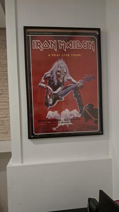 pôster raro iron maiden 1993 - gotemburgo - original e emoldurado