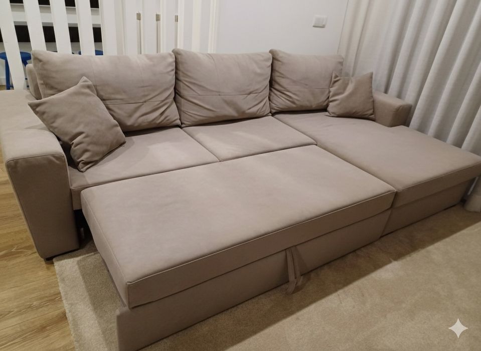 Sofá Premium ANTARTE | 3 Lugares + Chaise Longue (Baú e Cama)