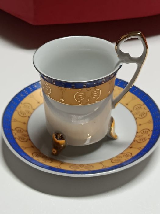 Conjunto de 6 chávenas e pires de porcelana fina novo