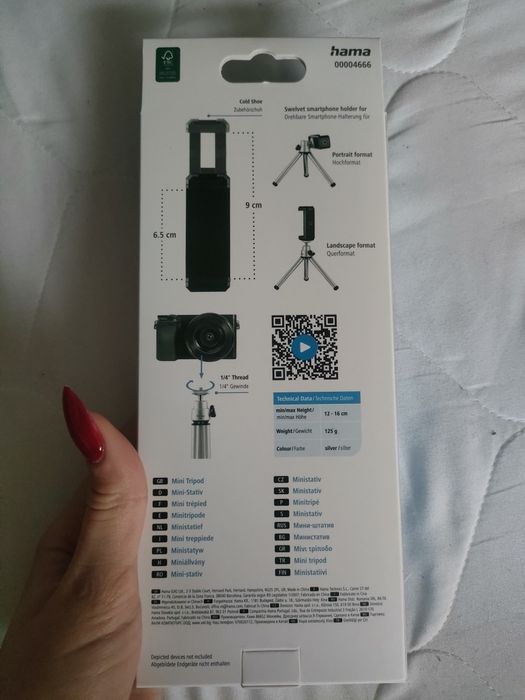 Ministatyw na telefon lub aparat Hama