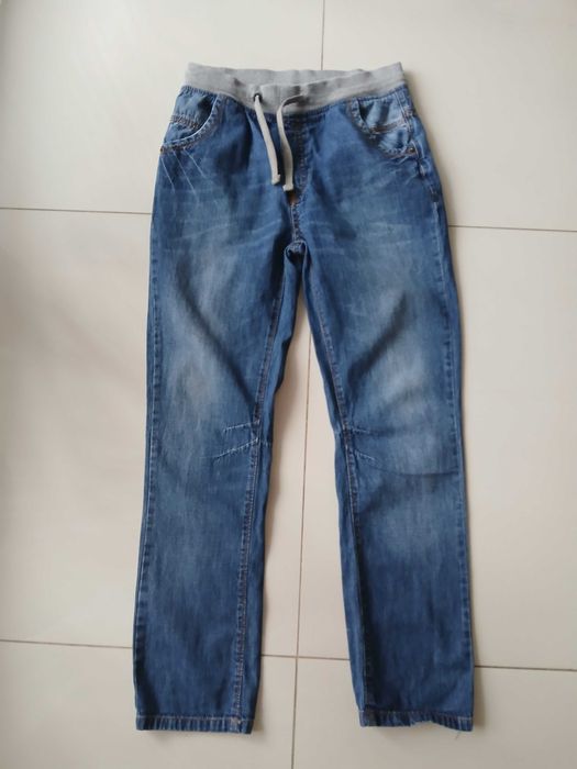Jeansy spodnie chłopięce 152 158 joggery proste regulacja