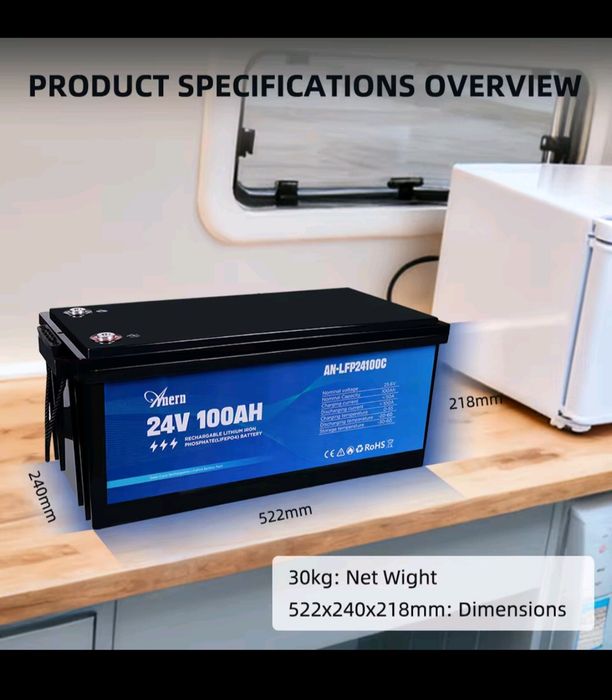 ANERN AN-LFP24100C LiFePO4 25.6V 100Ah (2.56 kWh) Батарея
