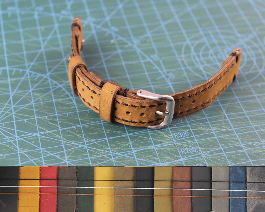 Ручна робота Ремінець для годинника Натуральна шкіра Crazy Horse 16-22