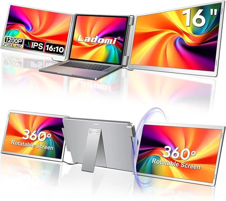 16 дюймов,Портативный тройной монитор 1200P FHD для ноутбуков диагонал
