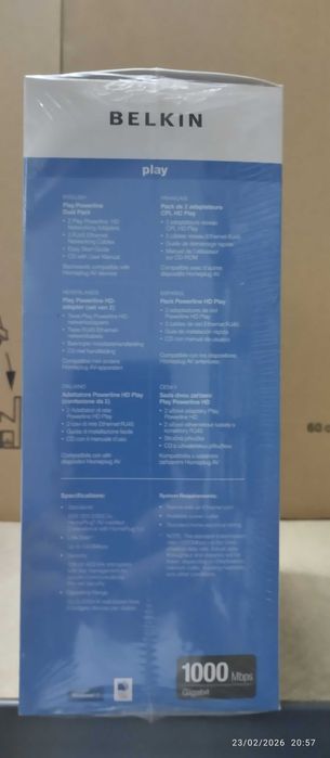 CPL Belkin 1000 Mbps gigabit prise ethernet Secteur Play