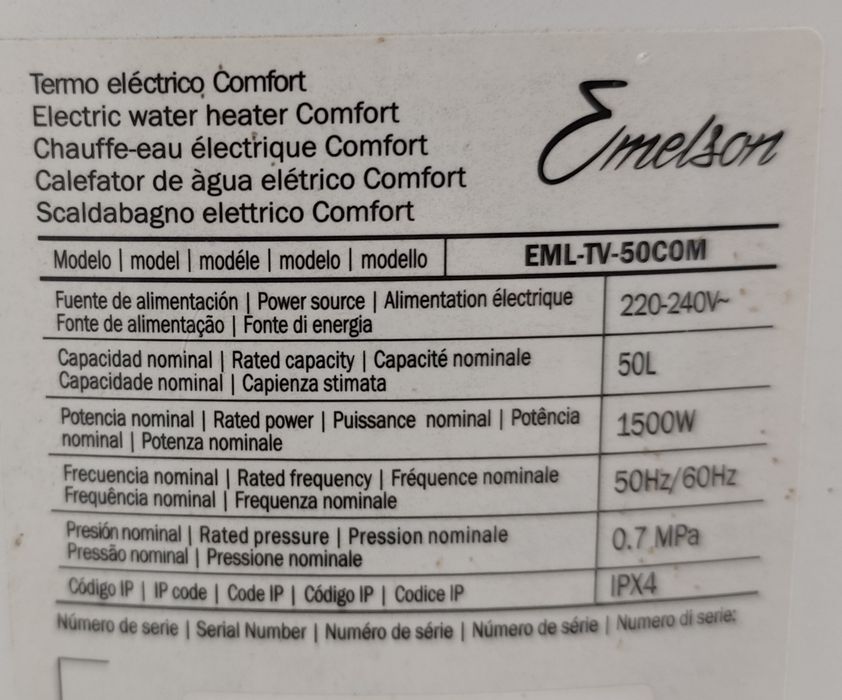 Termoacomulador Emelson  50L (USADO)
