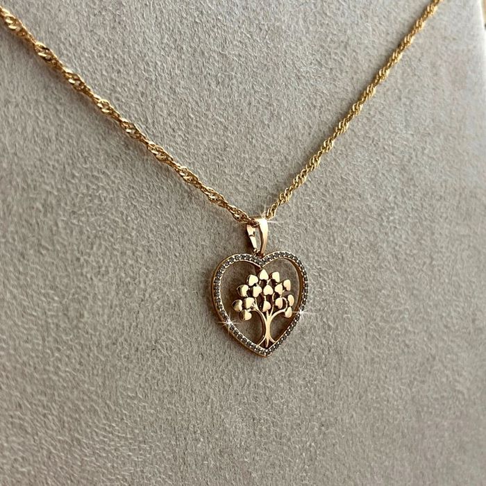 Złoty Łańcuszek Z Serduszkiem 18k Prezent Dla Niej, Dziewczyny, Kobiet