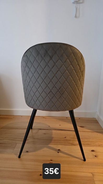 5 Cadeiras de Veludo cinza/preto