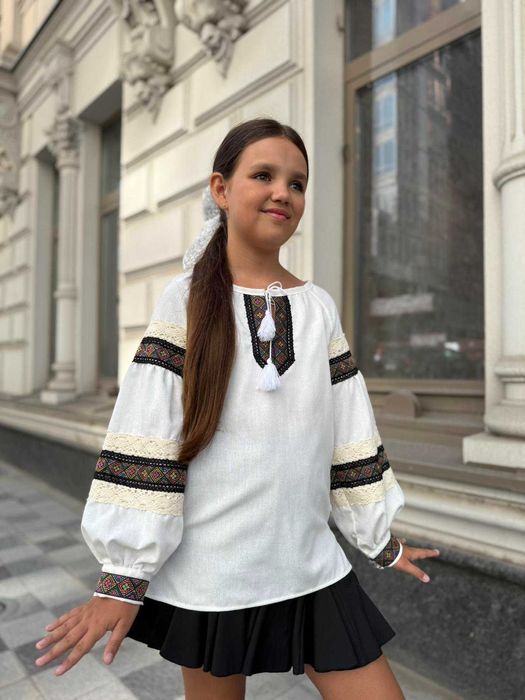 Підліткова вишиванка для дівчинки з довгим рукавом, Сорочка до школи,