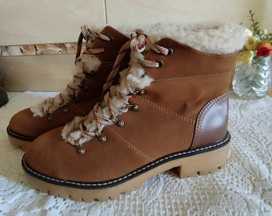Ботинки р.USA11/EUR43/27.5см нубук/нат.кожа с опушкой
