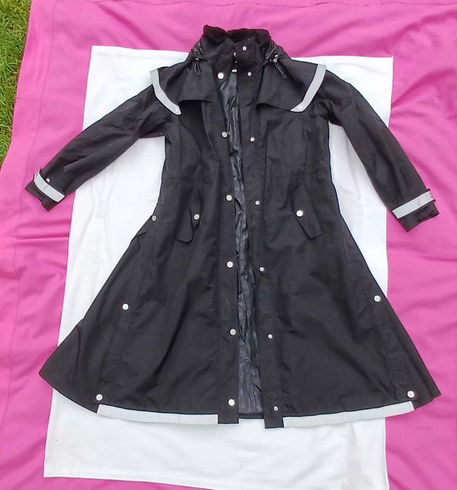 XL płaszcz jeździecki przeciwdeszczowy mega szeroki dół elegancki