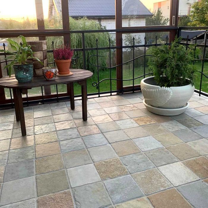 Płytki Wapień French antykowany 20x20x2 cm taras balkon kamień wapienne płytka kamienna chodnik ścieżka