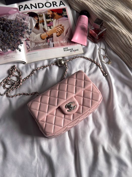 Сумка Chanel Classic 1.55 Small Single Flap in Pink/Silver/тренд 2026/