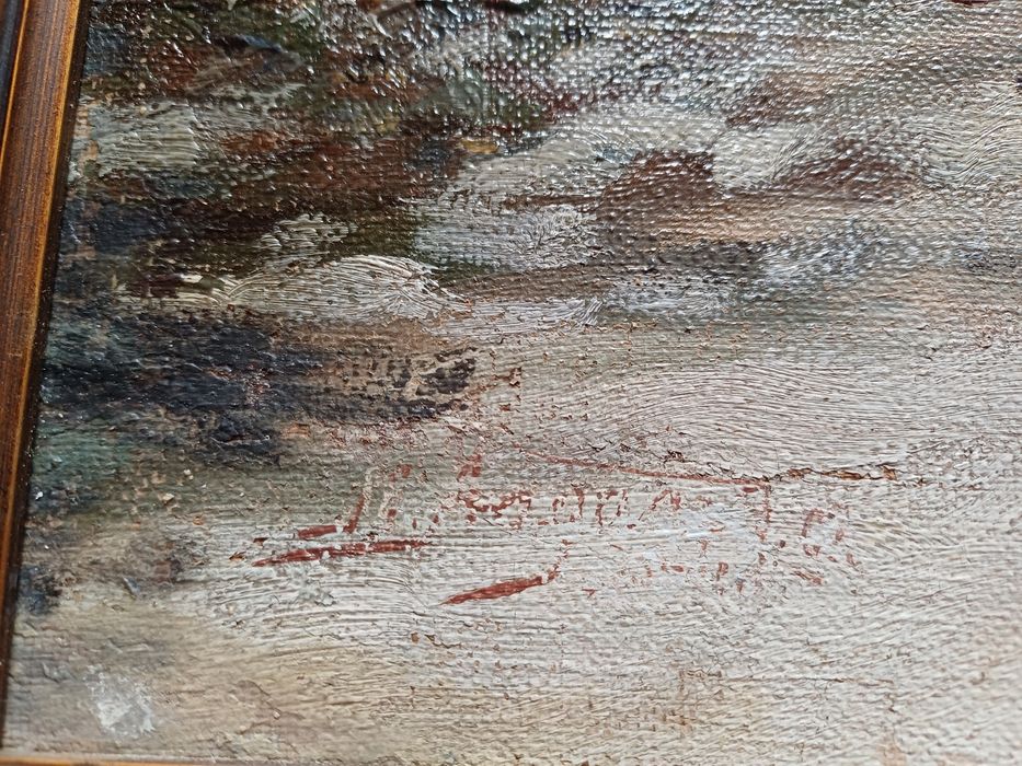 Stary obraz na płótnie sygnowanyStary obraz na płótnie sygnowany