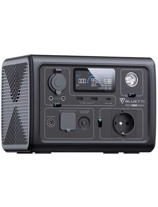 Bluetti EB3A, 600 Вт 268 Вт*год Для газового КОТЛА UPS, ДБЖ станція