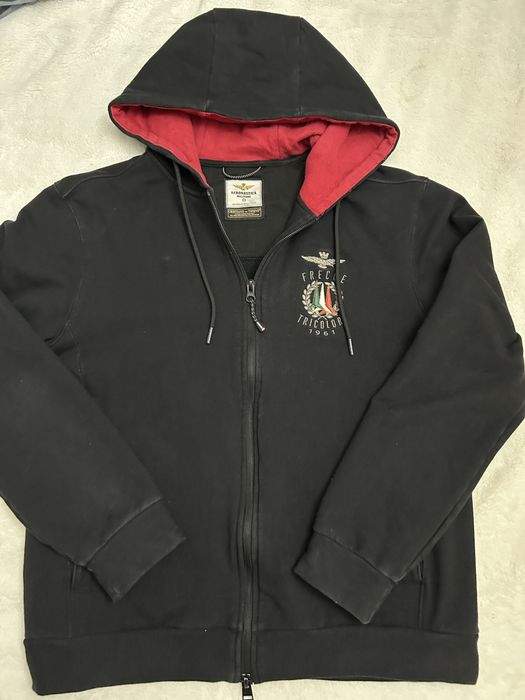 Czarny sweter polar bluza rozpinana aeronautica militare