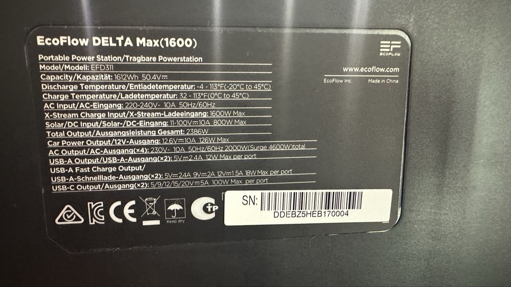 В Наявності 1 шт Зарядна станція EcoFlow DELTA Max 1600