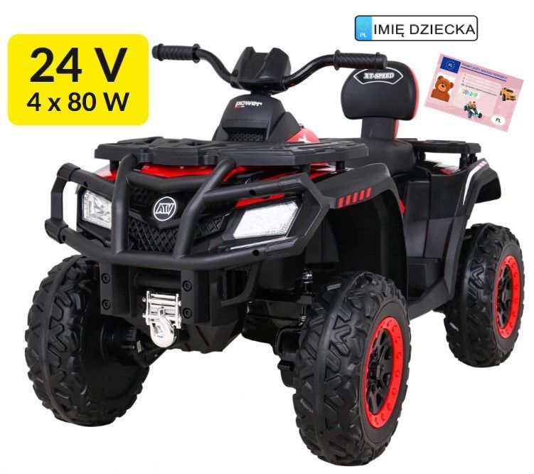 Quad Xt-Speed Dla Dzieci Czerwony Napęd 4X4
