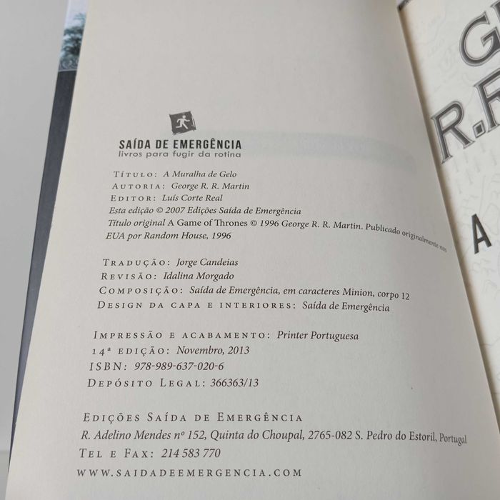 As Crónicas de Gelo e Fogo - A Muralha de Gelo; George R R Martin