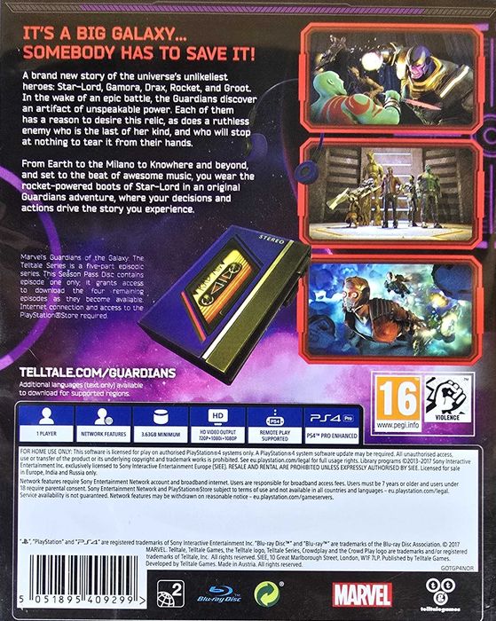 MARVEL GUARDIANS OF THE GALAXY The Telltale Series Playstation 4 Ps4 Ps5