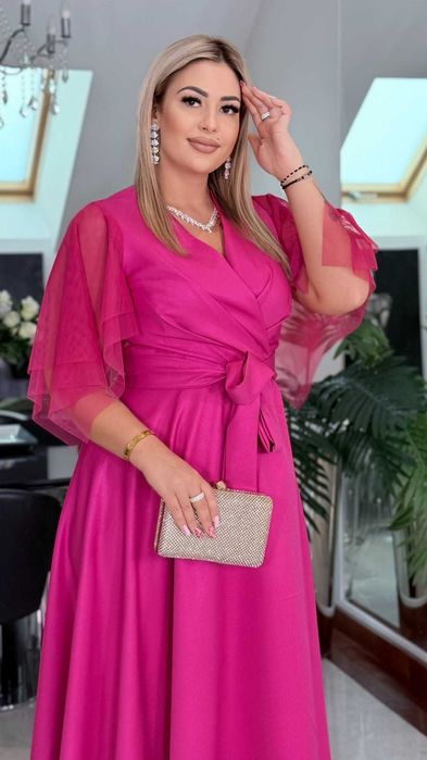 Wieczorowa sukienka magenta kolory! nowa 44 - 54