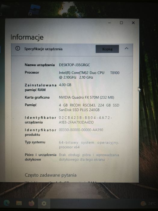 Tytuł: HP Compaq 8510w | SSD 240GB | 4GB RAM | Quadro FX | Bateria ~1h | Diagnostyka / Garaż