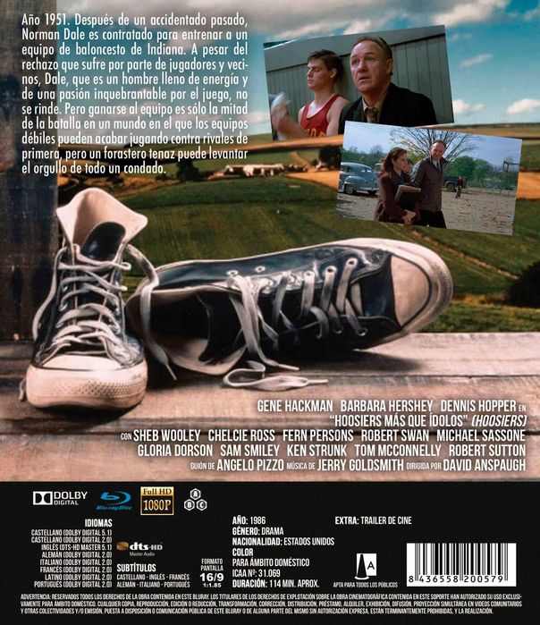Hoosiers: Más que Ídolos/Raiva de Vencer (Blu-Ray)-Importado