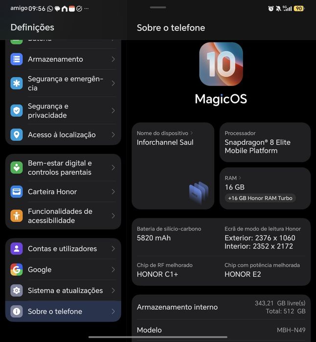 HONOR MAGIC V5 FOLD  5G 16/512  garantia