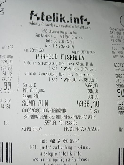 Fotelik maxi cosi stone 2 sztuki