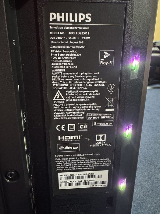 Philips 48OLED935 Android TV 120HZ 4K Bowers&Wilkins