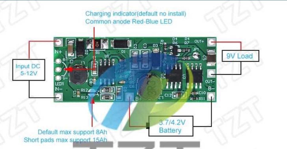 Плата UPS для роутера 12в. 9в. wi-fi PoE IP Камера