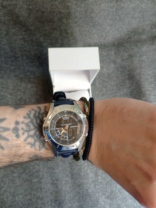 Годинник Casio Edifice Blu, синій, мультифункції, чоловічий, жіночий