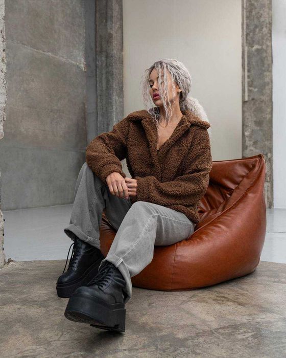 куртки в стилі Zara з текстурної  овчини
