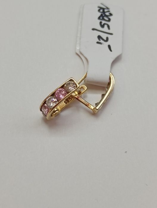 Kolczyki złote z kamieniami 585 0,81g Komis Madej Tarnów