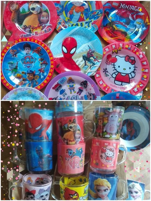 Детские тарелки, мисочки и чашки