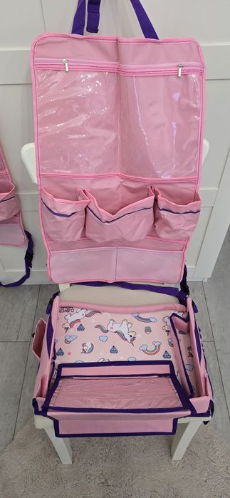 Stolik Organizer Auto Rysowanie Jednorożec Róż Dziewczynka 2 sztuki