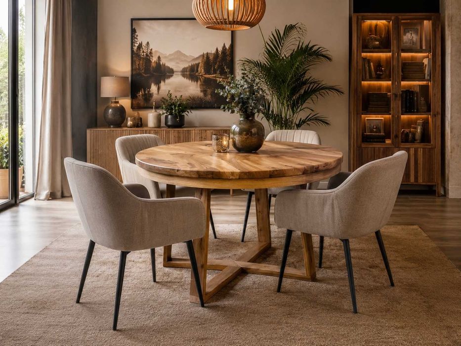 Stół Dębowy Okrągły LOFT - 100% Lite Drewno Różne Wymiary Rozkładany
