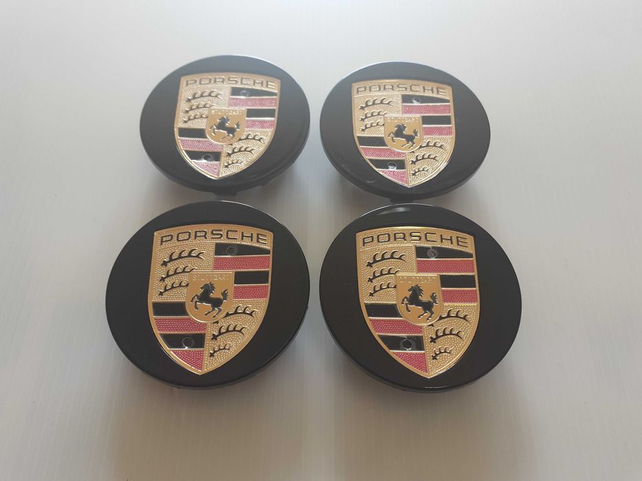 Centros/tampas de jante completos Porsche com 56, 60, 65, 68 e 76 mm