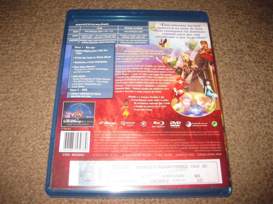 "Sininho e o Tesouro Perdido" Edição Especial com 1 Blu-Ray + 1 DVD