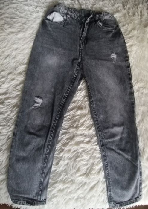 Jeansy dżinsy r. 152 szare mom ballon