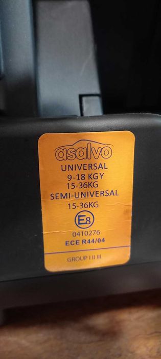 Cadeira auto criança ASALVO grupo 1 2 3 36Kg