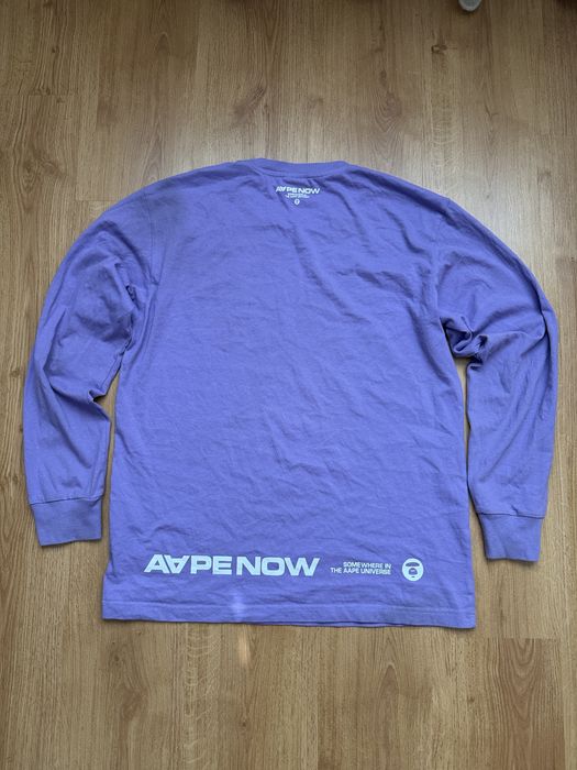 Чоловічий лонгслив кофта Aape Bape Crewneck tee фіолетовий Bathing ape
