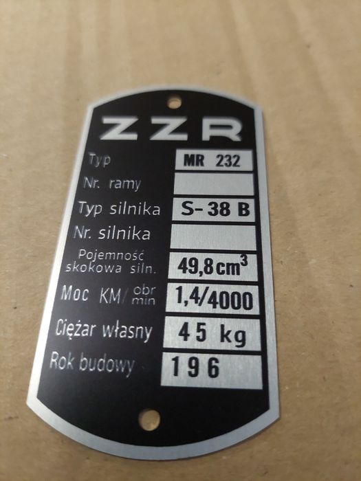 Tabliczka jak oryginal rama główka romet komar 2330/2350