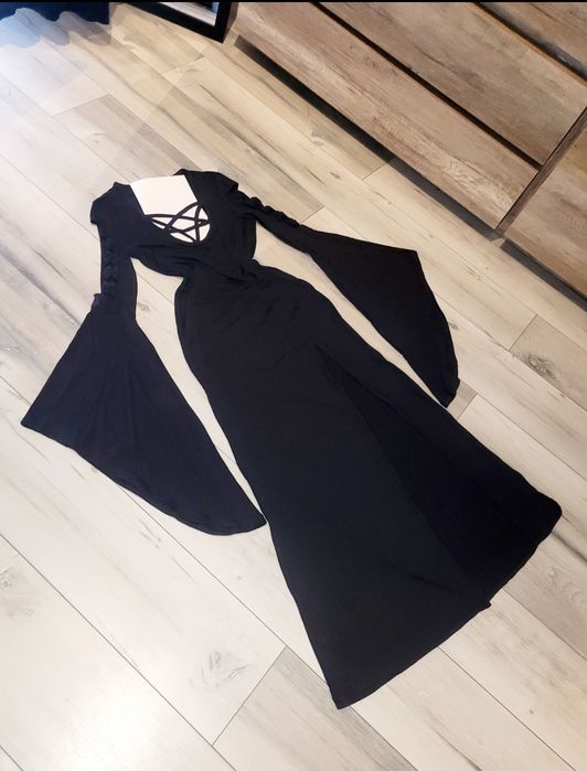 Nowa gotycka czarna długa sukienka  pentagram Alternativ gothic