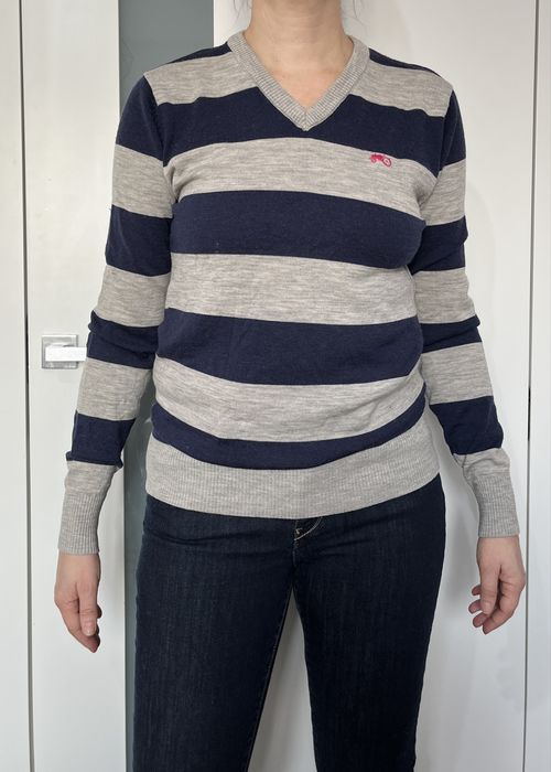 Moods of Norwey szary sweter w pasy z merino