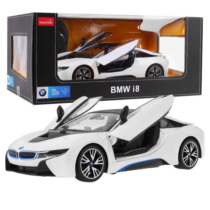 Bmw I8 Białe Rastar Model 1:14 Zdalnie Sterowane Auto + Pilot 2,4 Ghz