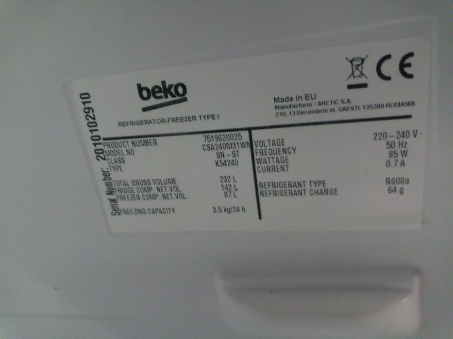 Uchwyt drzwi do lodówki Beko RCSA300K21W RCSA225K21W CSA270M31WN