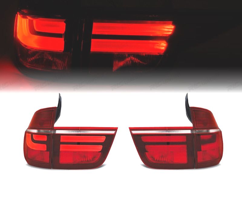 FAROLINS TRASEIROS LED LIGHBAR BMW X5 E70 07-10 VERMELHO BRANCO