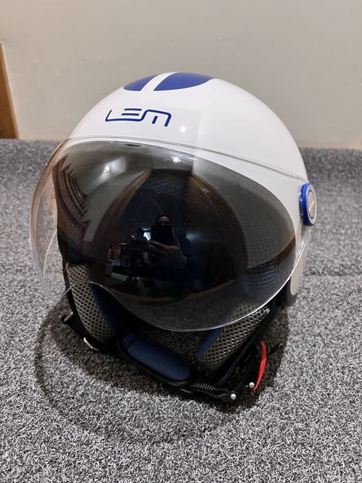Capacete LEM Roger azul e branco tam.XS