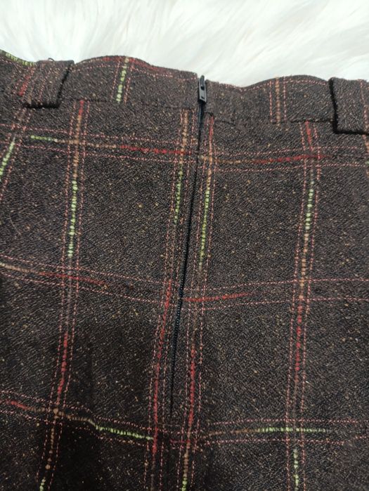 Spódniczka spódnica vintage brązowa w kratę vintage  XS /s